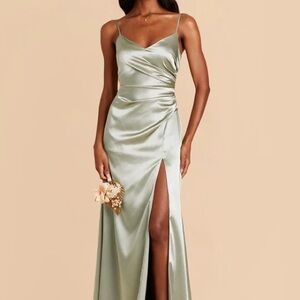 Birdy Grey Bridesmaid Satin Maxi Dress in Sage Green